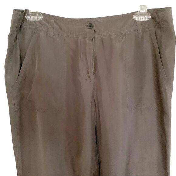 Tommy Bahama Olive 100% Silk Drawstring Hem Cropped Trousers Size 6 - Picture 4 of 7